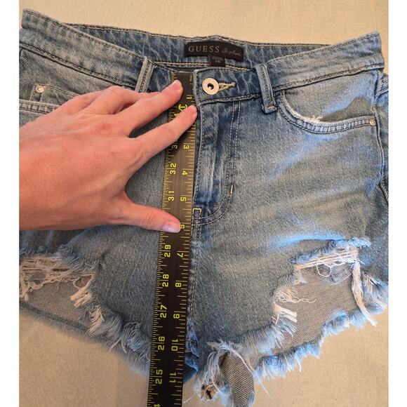 Guess Women's Denim High Rise Distressed Jean Shorts SZ 28 - Picture 6 of 7